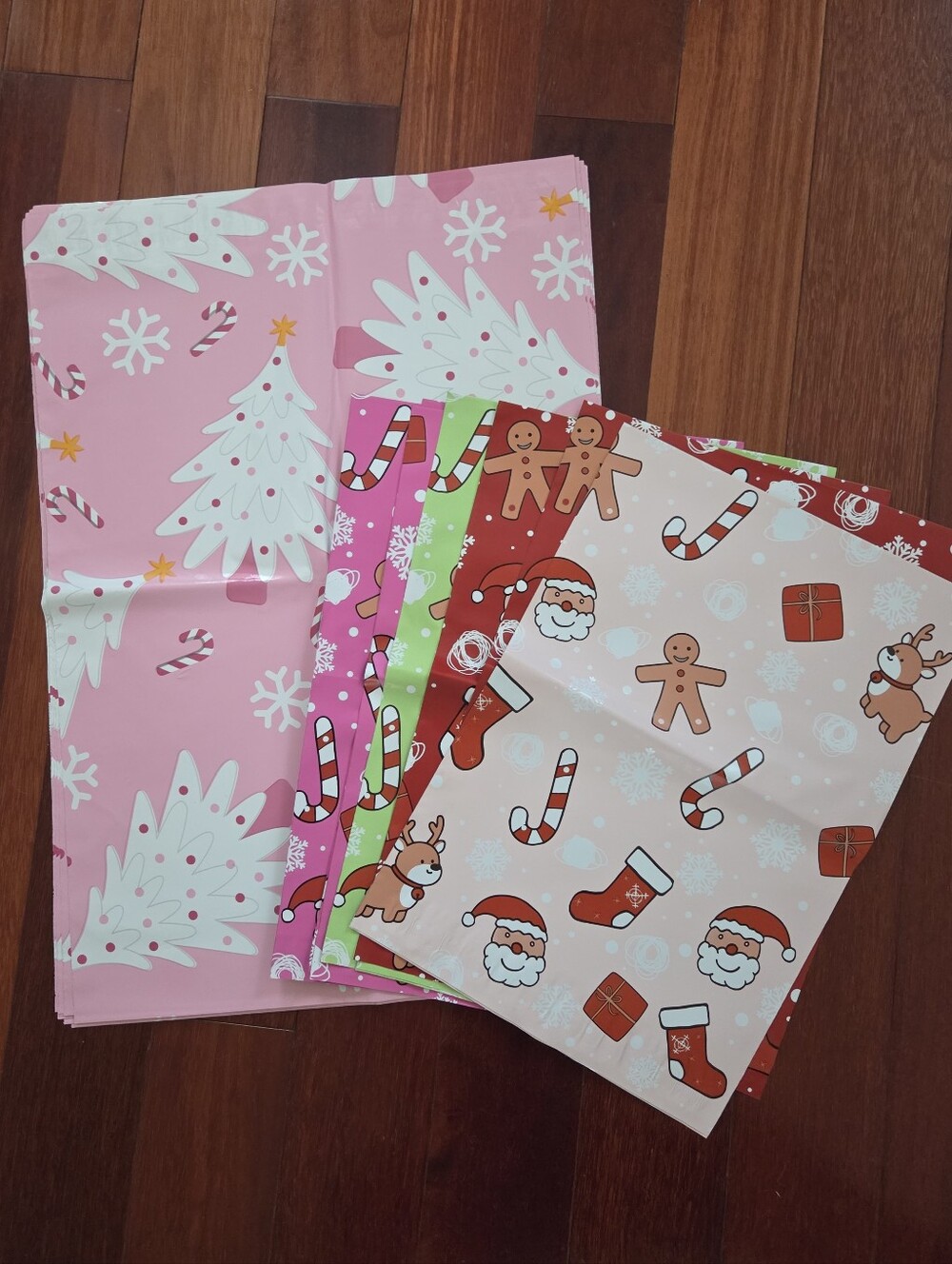 Festive Pink Christmas Gift Wrap Sheets - Holiday Pattern Pack